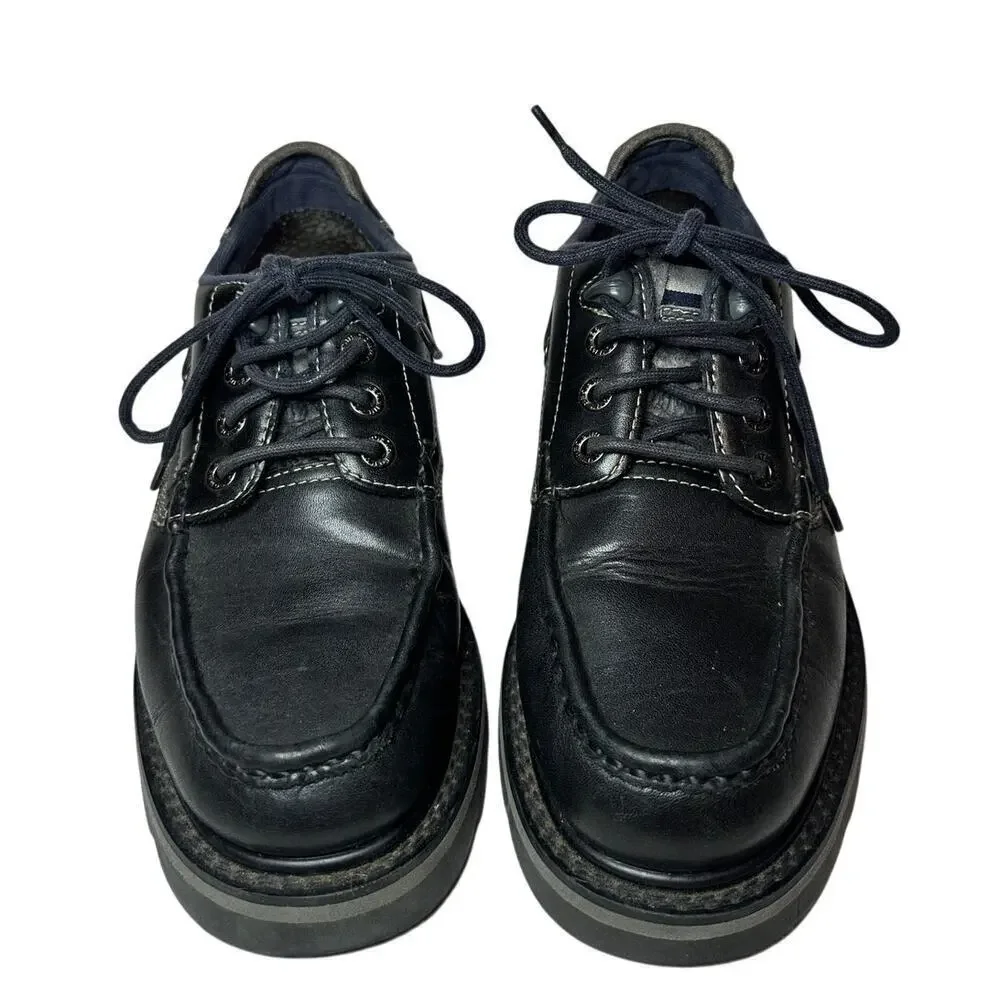 Tommy Hilfiger Size 8.5 Men Black Leather y2k Vintage Lace-Up Work Oxford Shoes